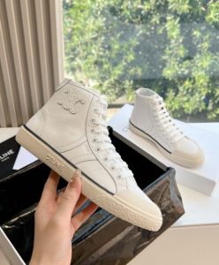 Celine Unisex As-02 Mid Low Lace-Up Celine Alan Sneakers White-5