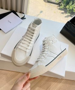 Celine Unisex As-02 Mid Low Lace-Up Celine Alan Sneakers White-6
