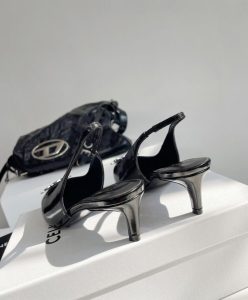 Celine Womens Alma Triomphe Slingback In Glossy Calfskin Black-7