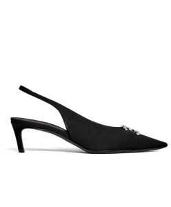 Celine Womens Alma Triomphe Slingback In Gros-Grain Black-1