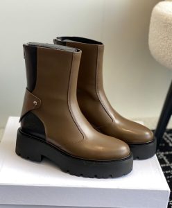 Celine Womens Bulky Boots With Back Zip And Triomphe In Calfskin-4