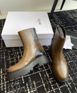 Celine Womens Bulky Boots With Back Zip And Triomphe In Calfskin-5