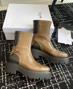 Celine Womens Bulky Boots With Back Zip And Triomphe In Calfskin-6