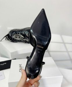 Celine Womens Kitten With Strap Triomphe In Calfskin Gold Finishing Black-10