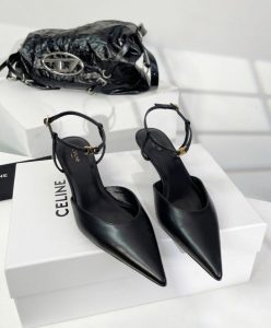 Celine Womens Kitten With Strap Triomphe In Calfskin Gold Finishing Black-2