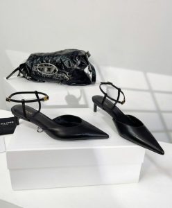 Celine Womens Kitten With Strap Triomphe In Calfskin Gold Finishing Black-3