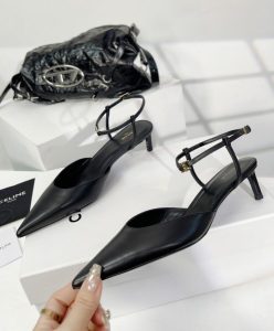 Celine Womens Kitten With Strap Triomphe In Calfskin Gold Finishing Black-4