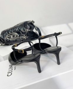 Celine Womens Kitten With Strap Triomphe In Calfskin Gold Finishing Black-7