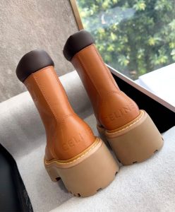 Celine Womens Lace-Up Boot With Triomphe Celine Bulky In Calfskin Coffee-8