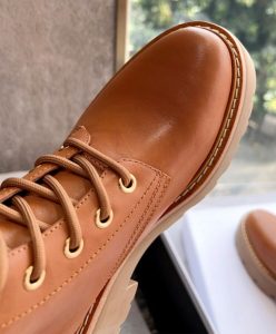 Celine Womens Lace-Up Boot With Triomphe Celine Bulky In Calfskin Coffee-9