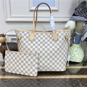 Damier Azur Canvas Neverfull MM N41605 Rose Ballerine-1.jpg