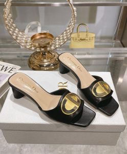 Dior Womens Forever Dior Heeled Slide Black-4