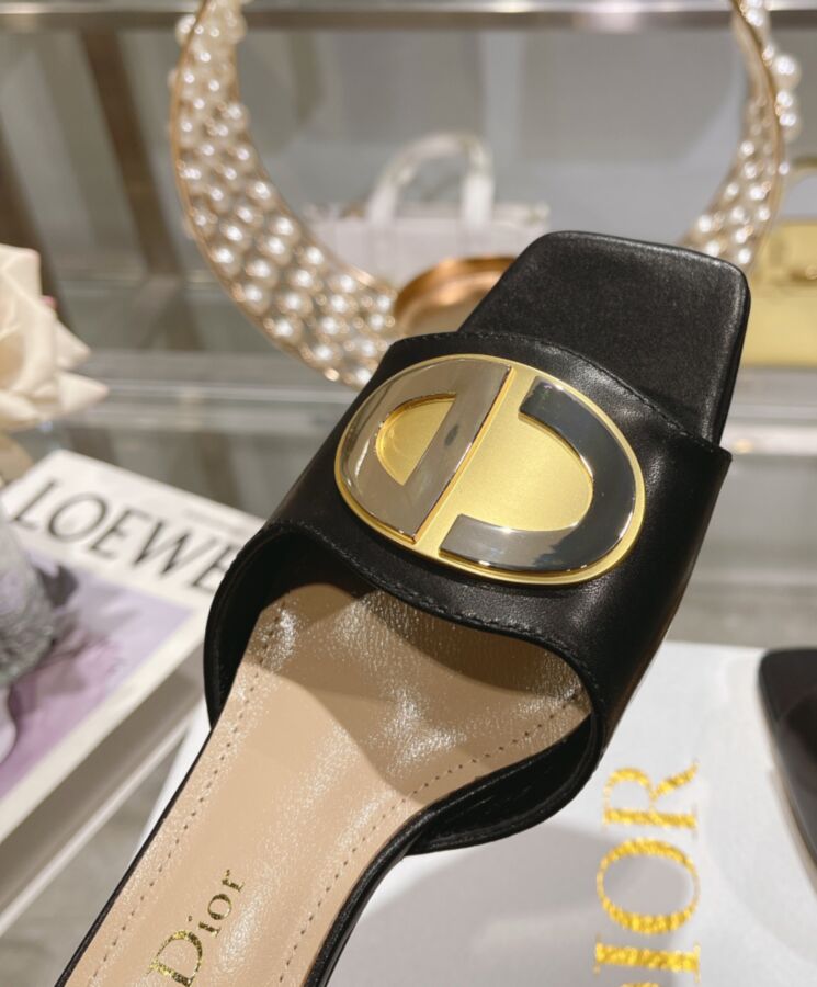 Dior Womens Forever Dior Heeled Slide Black-9