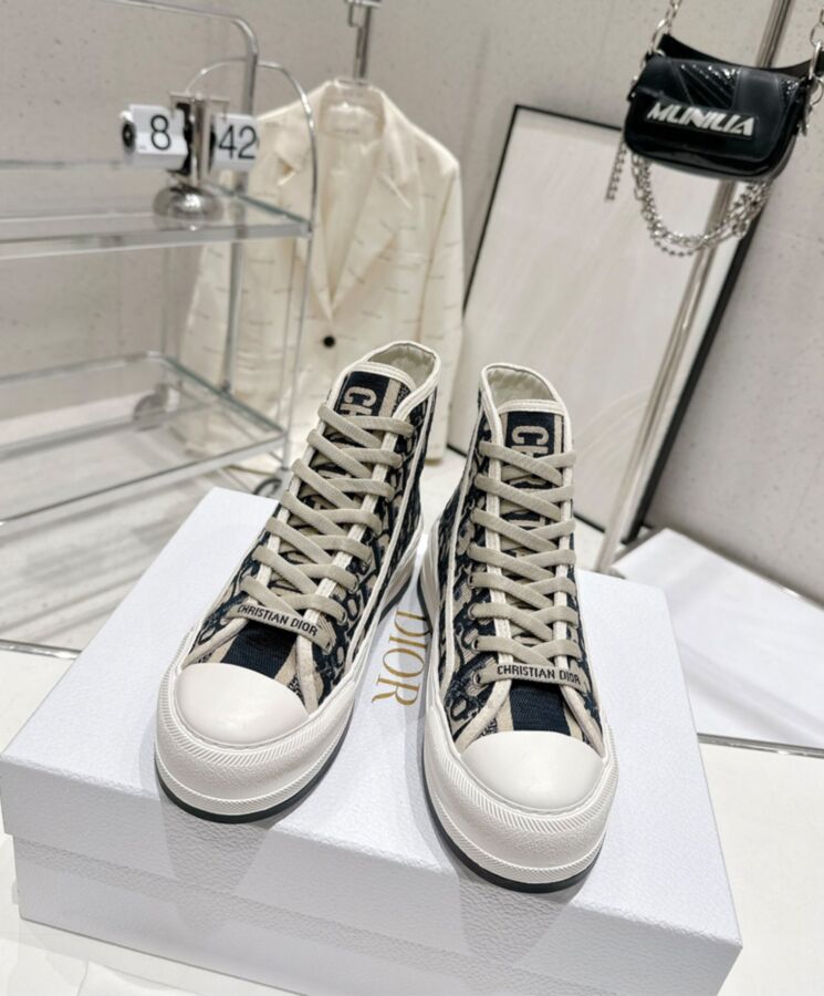Dior Womens WalknDior High-Top Platform Sneaker Dark Blue-2