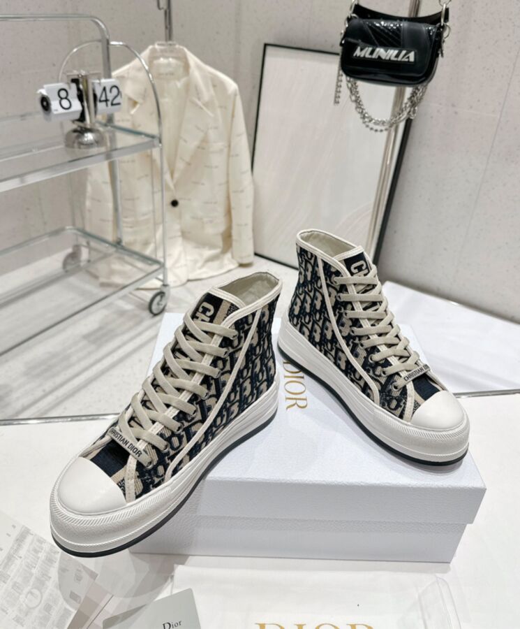 Dior Womens WalknDior High-Top Platform Sneaker Dark Blue-3