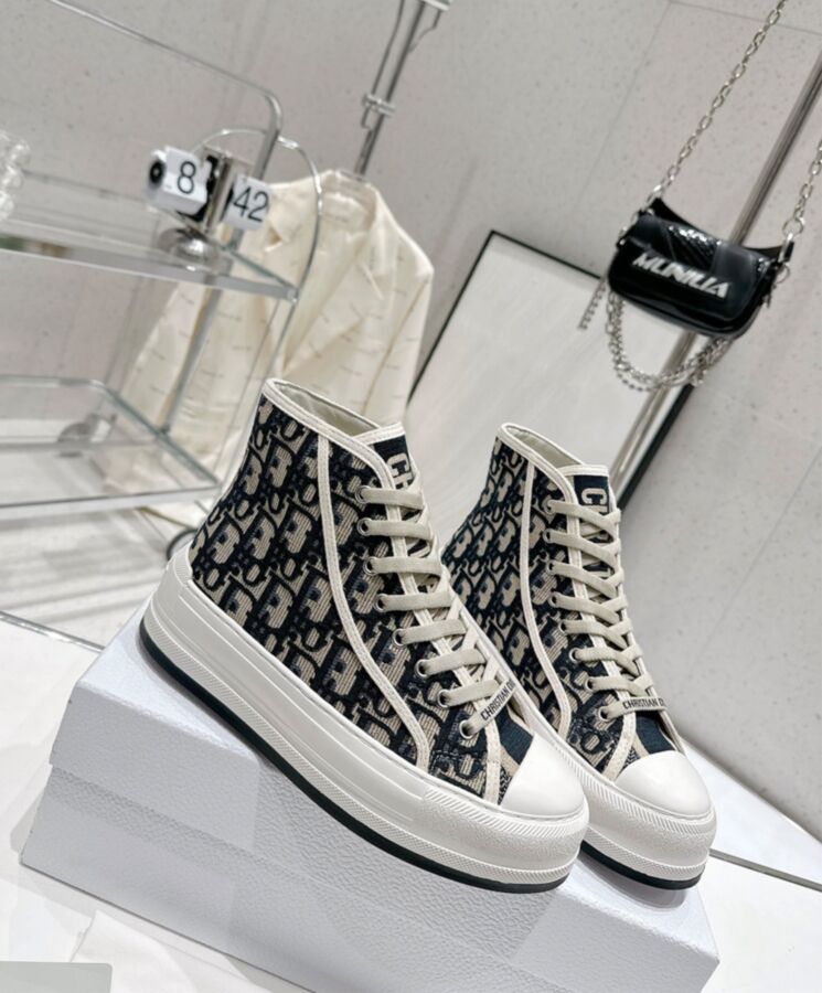 Dior Womens WalknDior High-Top Platform Sneaker Dark Blue-6