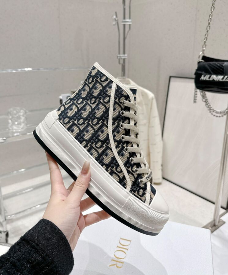 Dior Womens WalknDior High-Top Platform Sneaker Dark Blue-7