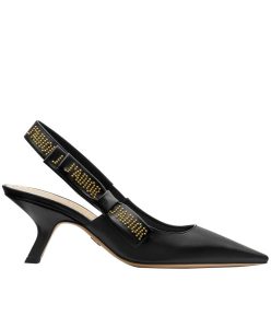 Dior Womens ja Dior high-heeled shoe in black lambskin studs Black-5