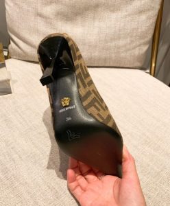 Fendi Womens Fendace FF Jacquard Pumps Brown-10