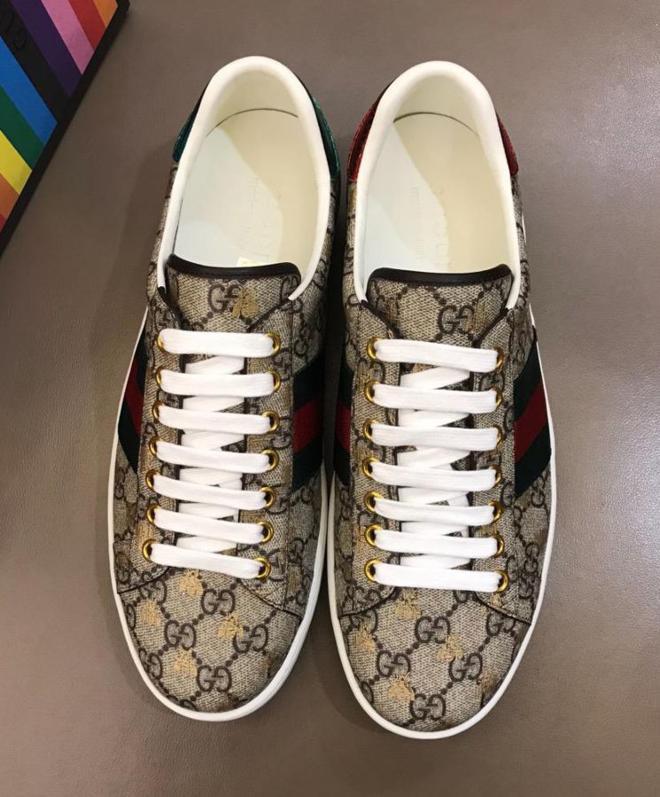 Gucci Unisex Ace GG Supreme bees sneaker 548950 Coffee-2