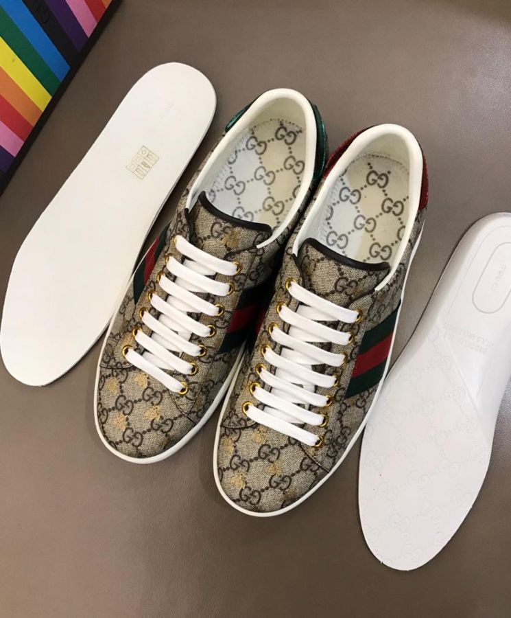 Gucci Unisex Ace GG Supreme bees sneaker 548950 Coffee-3