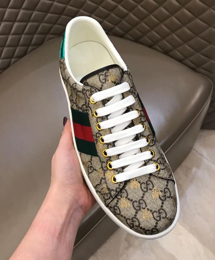 Gucci Unisex Ace GG Supreme bees sneaker 548950 Coffee-4