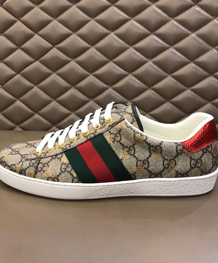 Gucci Unisex Ace GG Supreme bees sneaker 548950 Coffee-6