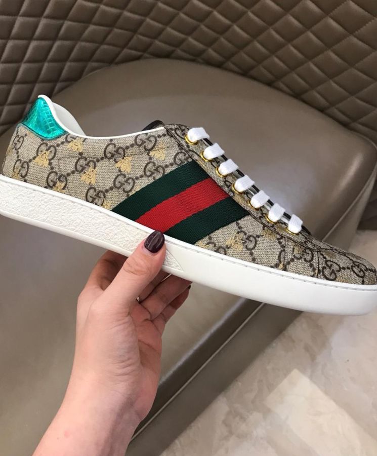 Gucci Unisex Ace GG Supreme bees sneaker 548950 Coffee-7