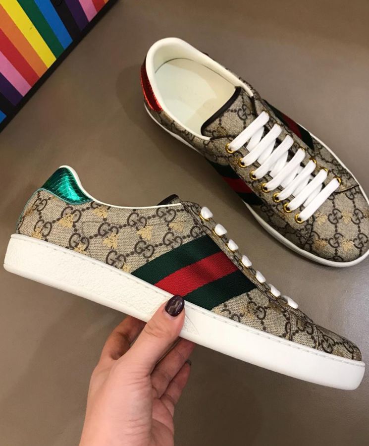 Gucci Unisex Ace GG Supreme bees sneaker 548950 Coffee-8