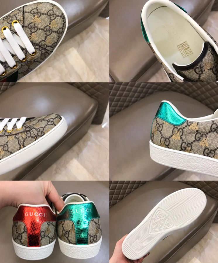 Gucci Unisex Ace GG Supreme bees sneaker 548950 Coffee-9