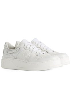 Gucci Unisex GG Embossed Sneaker White-1