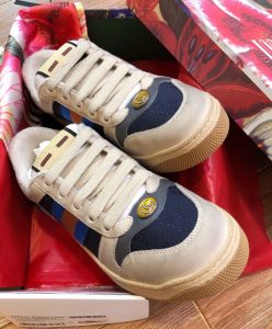 Gucci Unisex Mini GG Leather Screener Sneaker Dark Blue-3