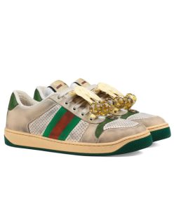Gucci Unisex Screener sneaker with cherries 571961 Green-1