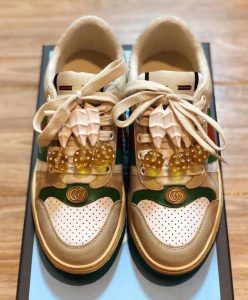 Gucci Unisex Screener sneaker with cherries 571961 Green-2