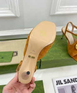 Gucci Womens Blondie Heeled Sandal 723396 Coffee-10