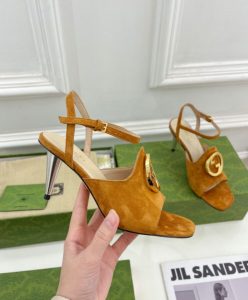 Gucci Womens Blondie Heeled Sandal 723396 Coffee-6