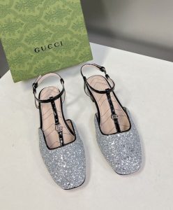 Gucci Womens Double G Ballet Flat 754138 Silver-2