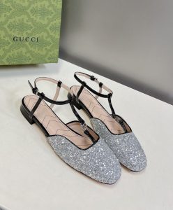 Gucci Womens Double G Ballet Flat 754138 Silver-3