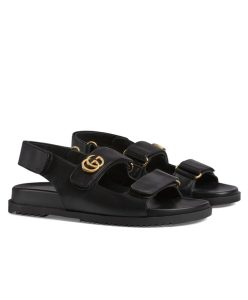 Gucci Womens Double G Sandal 771578 Black-1