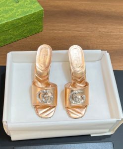 Gucci Womens Double G Slide Sandal 772624 Golden-2