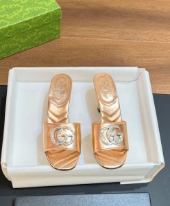 Gucci Womens Double G Slide Sandal 772624 Golden-3