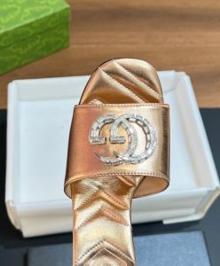 Gucci Womens Double G Slide Sandal 772624 Golden-8
