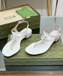 Gucci Womens Double G Thong Sandal 739175 Cream-4