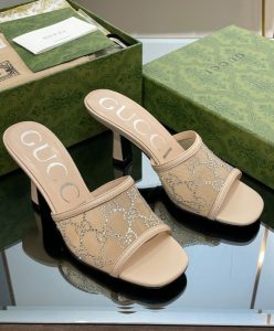 Gucci Womens GG Mid-Heel Slide Sandal 747245-3