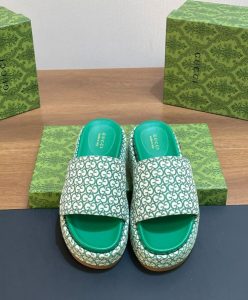 Gucci Womens GG Platform Slide Sandal 623212 Green-2