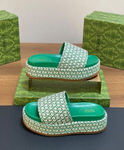 Gucci Womens GG Platform Slide Sandal 623212 Green-3