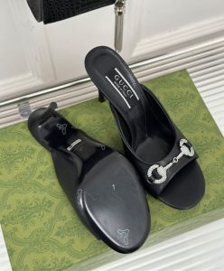 Gucci Womens Horsebit Mid-Heel Slide Sandal 771693-10