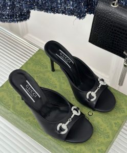 Gucci Womens Horsebit Mid-Heel Slide Sandal 771693-4