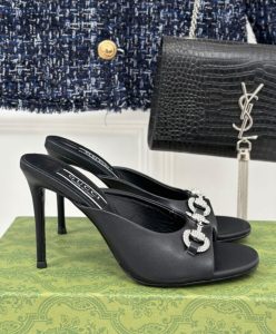 Gucci Womens Horsebit Mid-Heel Slide Sandal 771693-6