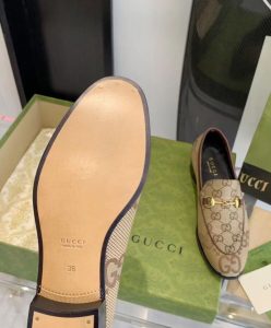 Gucci Womens Jordaan Maxi GG Canvas Loafers Apricot-10